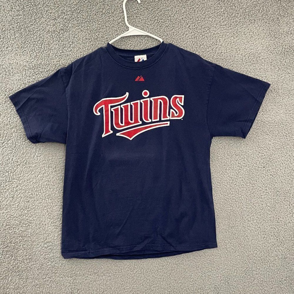 Minnesota Twins Kevin Slowey Shirt Men L Navy #59 MLB Short Sleeve  Tee‎